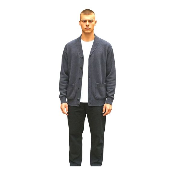 Banana Republic Zip Button Gray Cardigan Sweater Jacket Cotton Wool Academia L - Picture 11 of 16